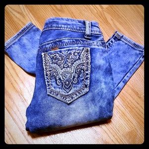 Premiere whitewashed embellished jeans